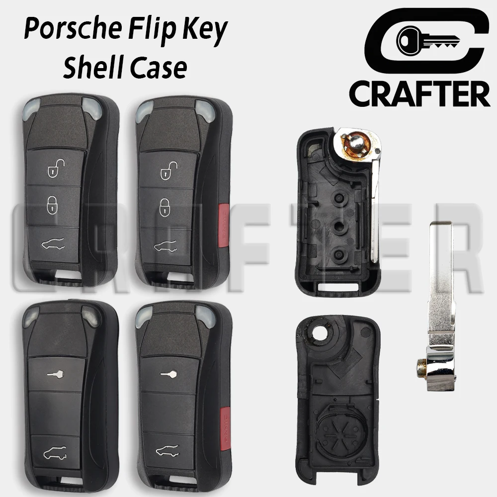 

KeyCrafters KR55WK45032 Flip Remote Car Key Shell Case 2 to 4 Buttons For Porsche VW Bentley Continental GT Flying