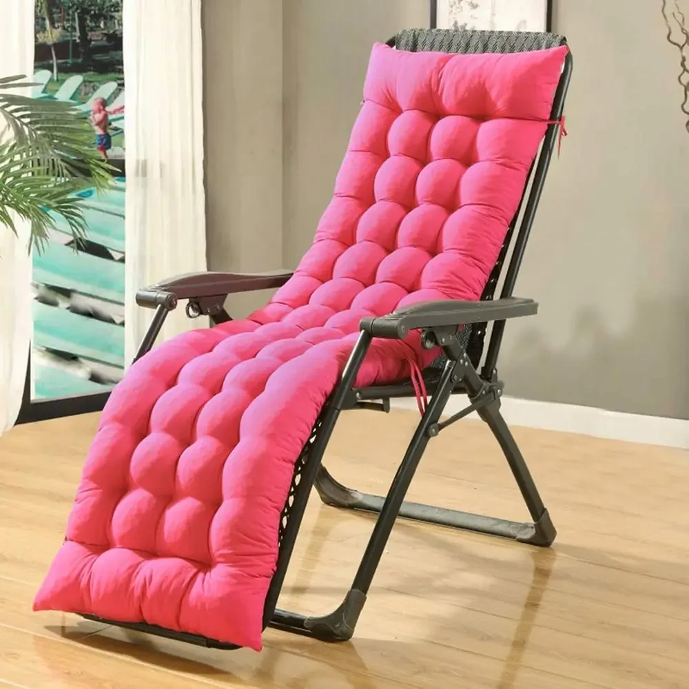 Thickened Pink Chaise Lounge Cushion for Rocking Chairs, Recliners, and Outdoor Patio Seating