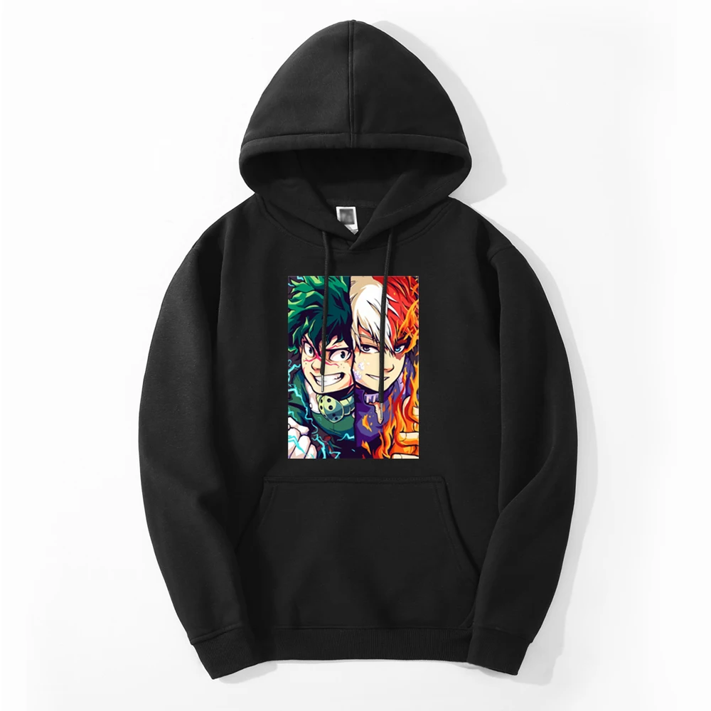 Anime My Hero Academia Midoriya Izuku Scorch Winter Mens Casual Hooded Sweatshirts Hoodies Harajuku Print Top Printing Hoody