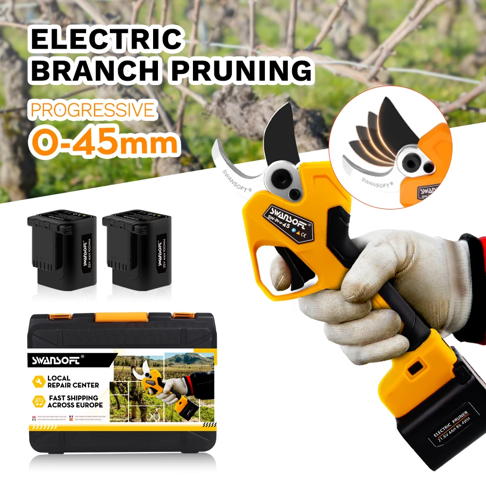 With 2pcs 4ah Battery 45MM 25V Progressive Pruner Shear Efficient Fruit Tree Bonsai Pruning Electric Tree Branches Cutter