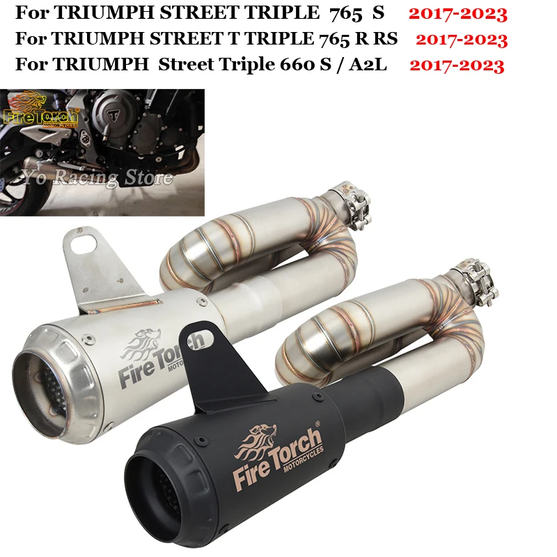 

Slip On For TRIUMPH STREET TRIPLE 765 S R RS 660 S A2L 2017 - 2023 Motorcycle Exhaust Escape Mid Connecting 50.8mm Muffler Moto