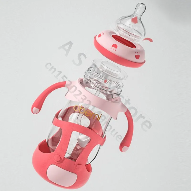 240ML Wide-mouth Glass Bottle/Newborn Baby Glass Bottle/High Borosilicate Glass bottle/BPA Free/Baby over 6 months old