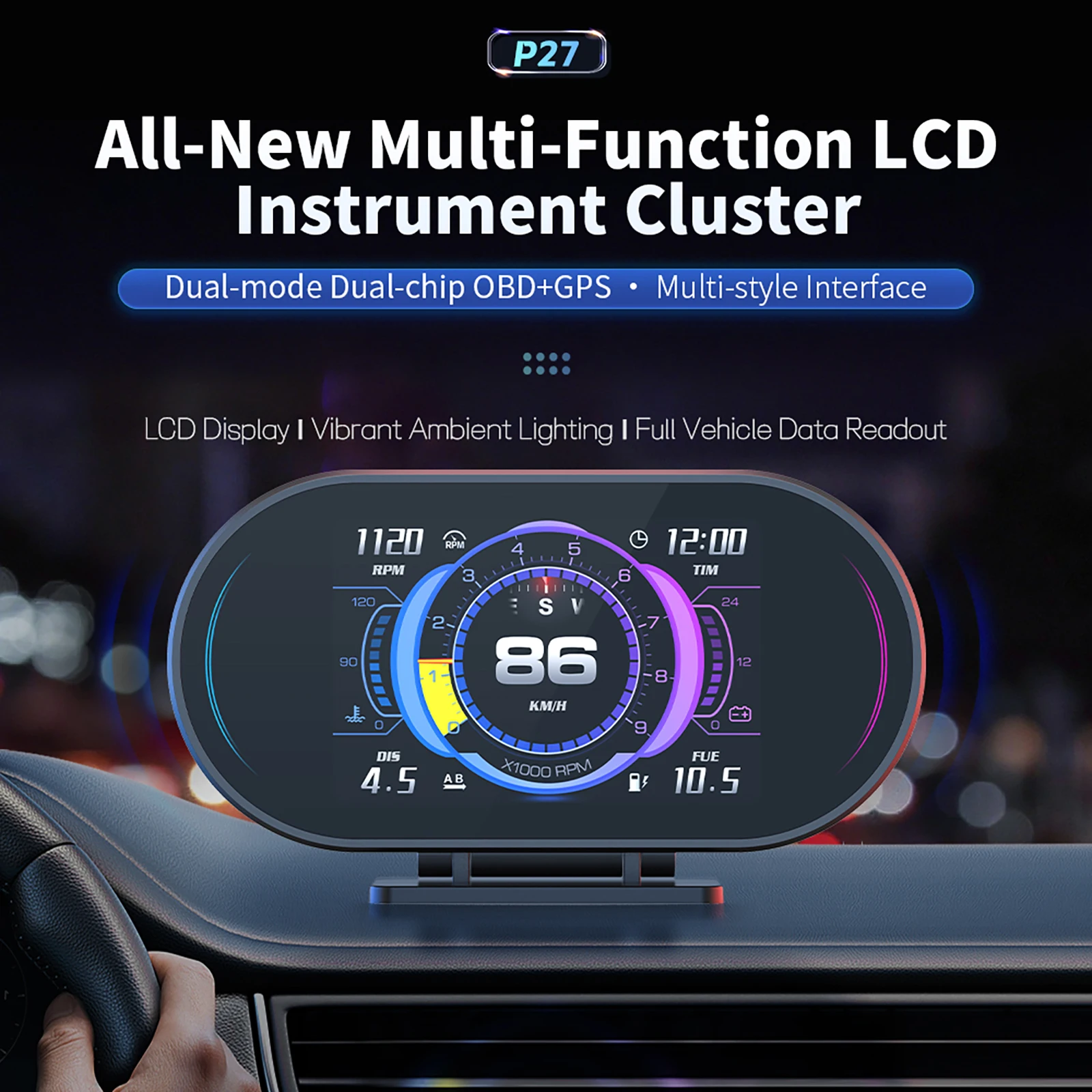 Araç HUD OBD2+GPS Çift Modlu D - Thermometer Digital incelemesi ve fiyatı