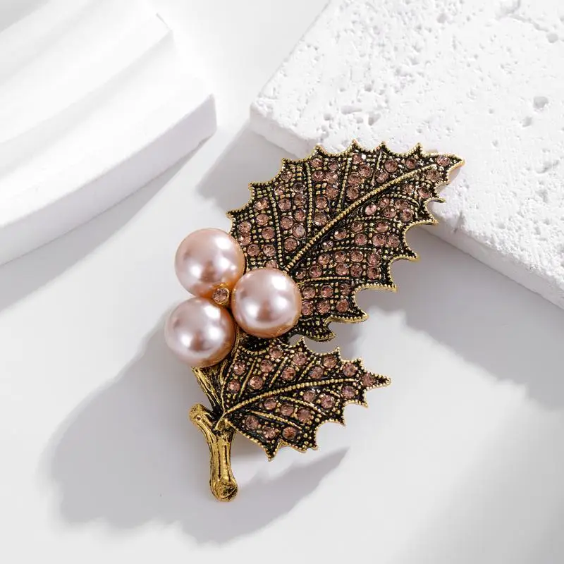 الرجعية ليف اللؤلؤ بروش دبوس مع الماس جزءا لا يتجزأ من أنيقة مجوهرات عصرية الإكسسوار دبوس بروش #4