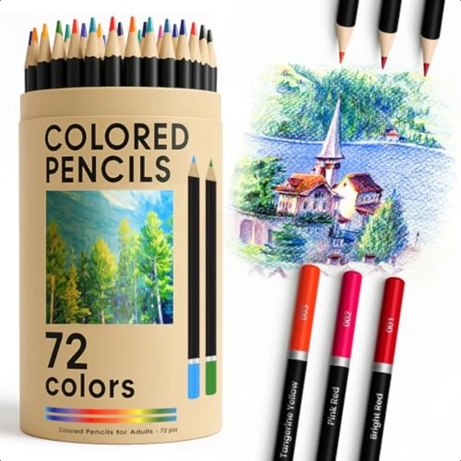 

72 Vibrant Colored Pencils for Adult Coloring Books Coloring Pencils for Adults with OilBased Cores Profional Art plies Set for