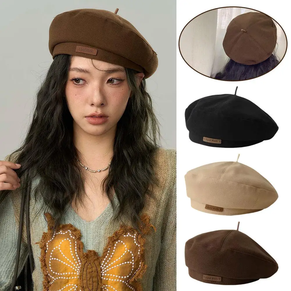 Woolen Beret Autumn And Winter Fashion Painter Hat Retro Versatile Face Small Beret Hat For Women And Girls D2A2