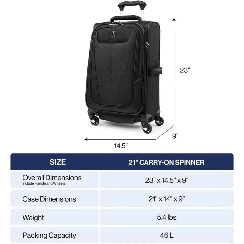 5 Softside Expandable Carry on Luggage with 4 Spinner Wheels, Lightweight Suitcase, Men and Women, Slate Green, Carry On 21-Inch