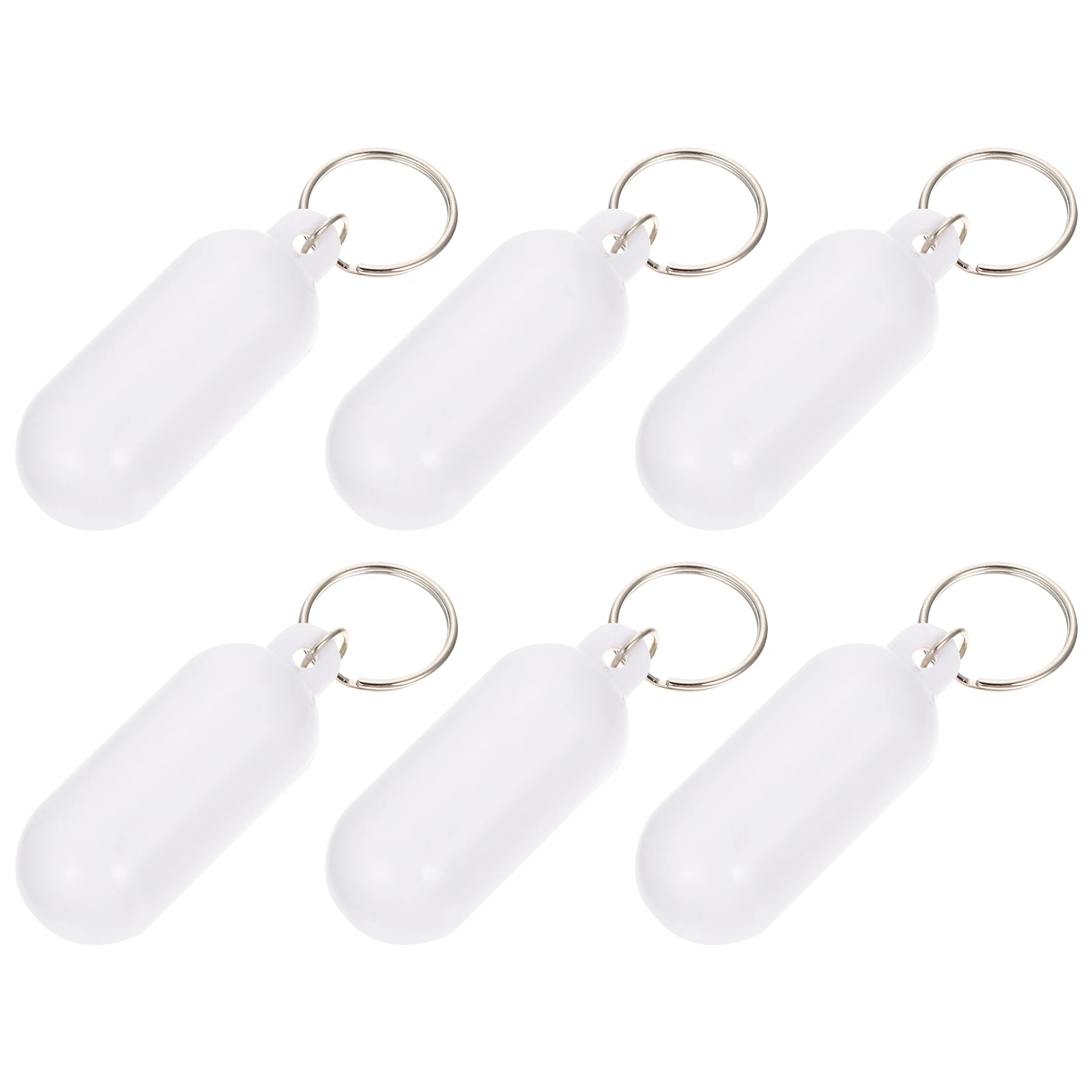 

6pcs White Anti-sinking Keychains Durable Alloy ABS Floating for Boat Keys Water Sports Kayaking Fishing Gifts