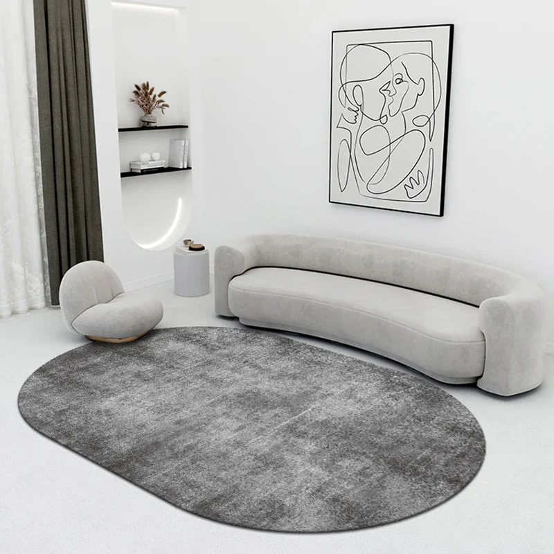 Light Luxury Carpets for Living Room Anti-slip Cloakroom Soft Rug Minimalist Bedroom Decor Oval Carpet Washable Lounge Floor Mat