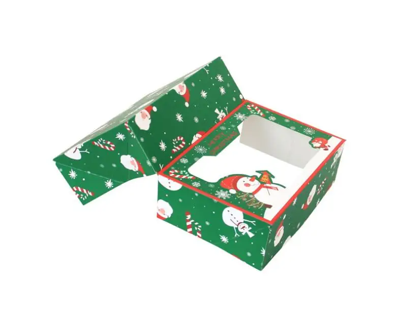 Christmas Gift Box Santa Papercard Kraft Present Party Favour Baking cake box muffin paper packing SN4190