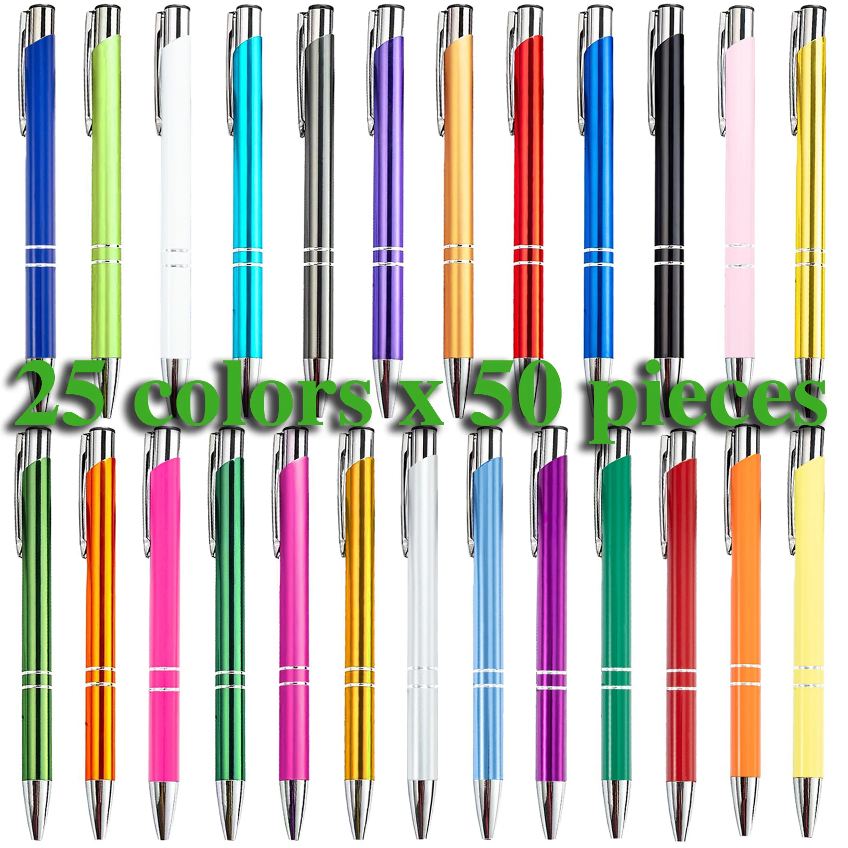 50PCS Multicolor High Quality Push Pen  Cute Metal Ballpoint PenWholesale School Office Supplies Brithday Gift Ballpoint Pen