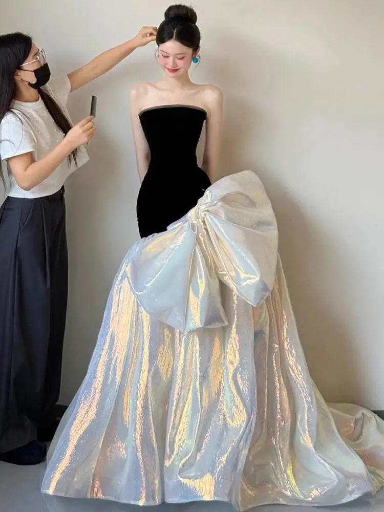 

Black Evening Dress For Women 2025 New High-End Luxury Niche Wedding Dress Adult Princess Engagement Toast Dress