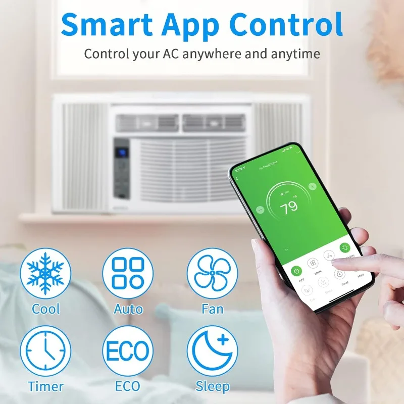 Rovsun smart 6000btu Fenster klimaanlage mit WLAN, energie sparende Fenster-Wechselstrom einheit mit Fernbedienung & App-Steuerung & Timer-Funktion &