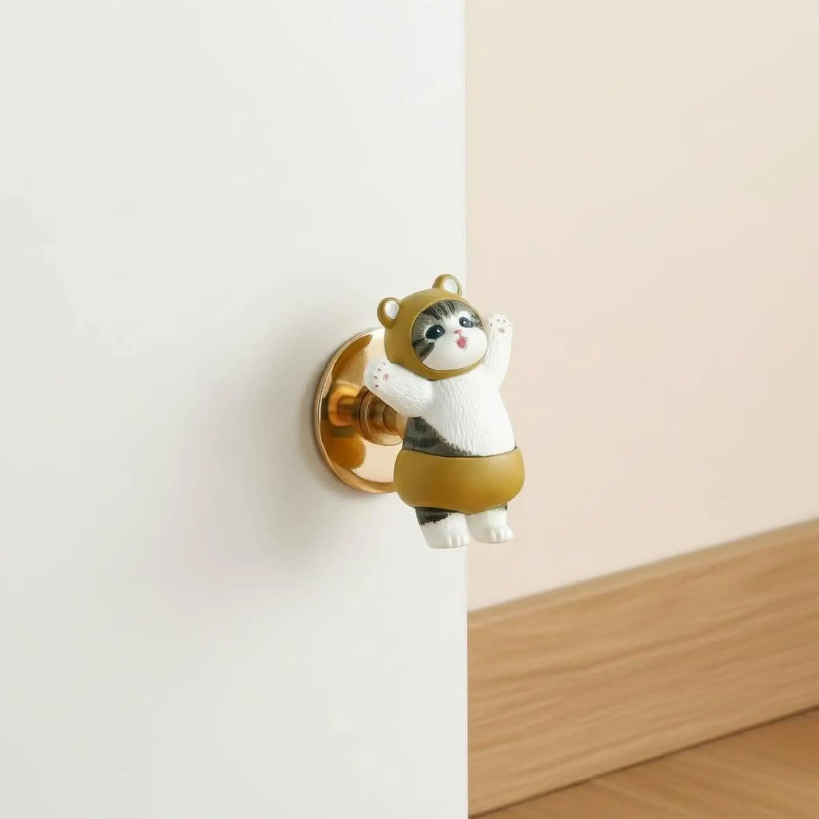 Whimsical Cat Cabinet Knob No Tools Required Self Adhesive Drawer Pull Zinc Alloy for Kids Wardrobe Cupboard