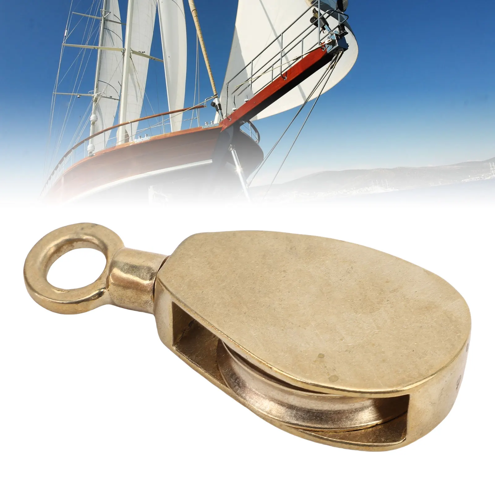 Boat Brass Flag Rope Pulley Elegant Boats Yachts Smooth Flagpole Sliding Hardware for Enhanced Flag Hoisting Experience