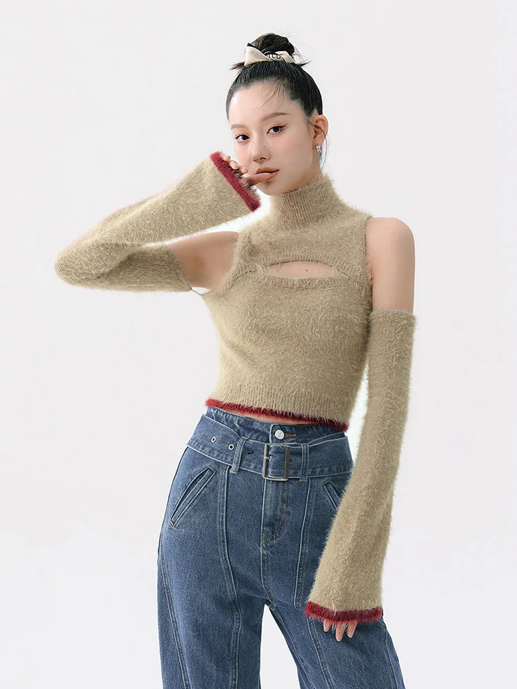 Winter Women's Sweater New Plush off-Shoulder Turtleneck Halter Top fall sweaters for women fall clothes for women sweater