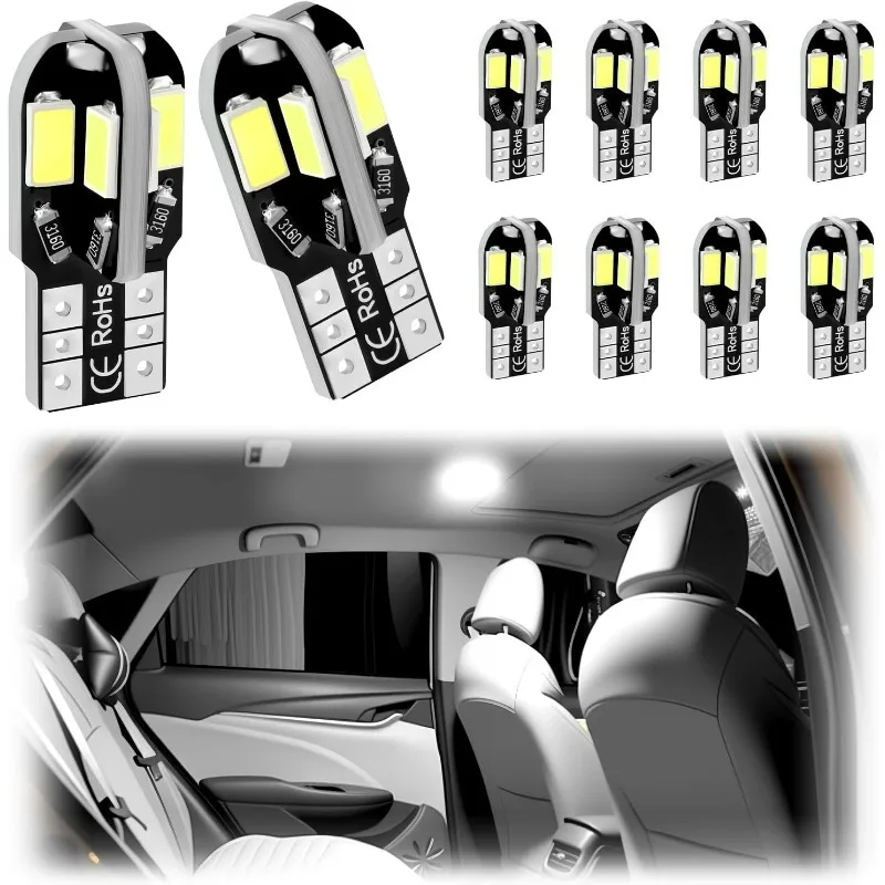 

10/20PCS LED Car Map Dome Lights Parking Light Auto Signal Lamp W5W T10 LED Bulbs Canbus 5730 8SMD 12V 6000K 194 168 Hot Popular