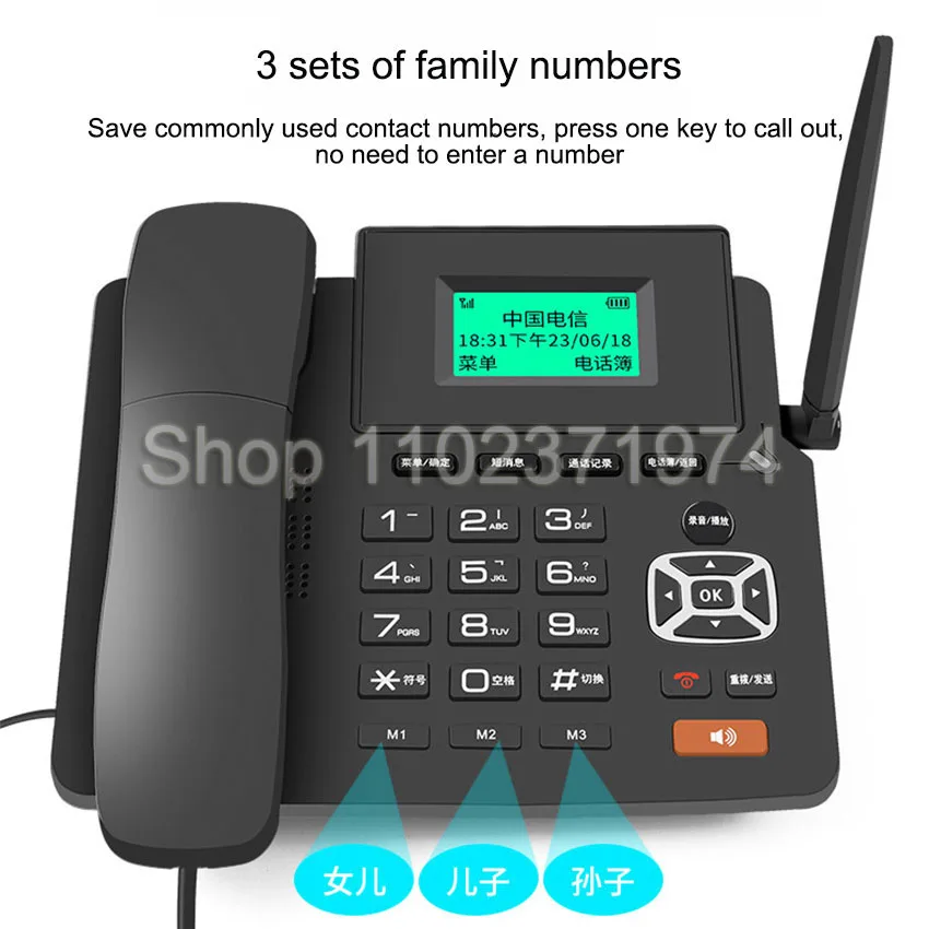 4G WIFI Wireless Fixed Phone GSM SIM Card Desktop Telephone With LCD Display Handsfree Call Recording for Office Home