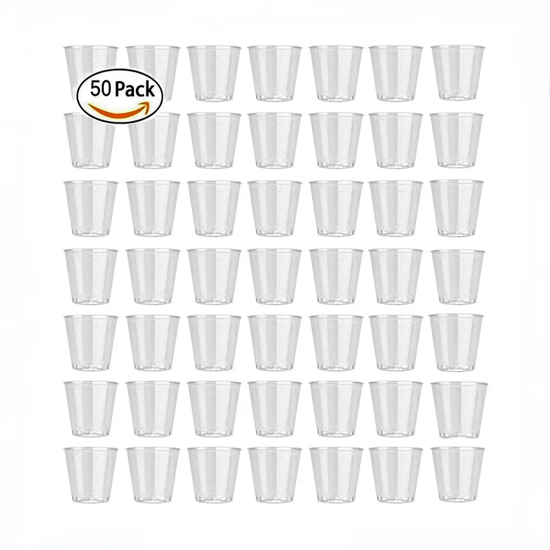 50pcs 30ml Plastic Shot Glass Disposable Shooter Cups Disposable Clear Plastic Shot Glasses Tumblers Jelly Cups Portable Cups