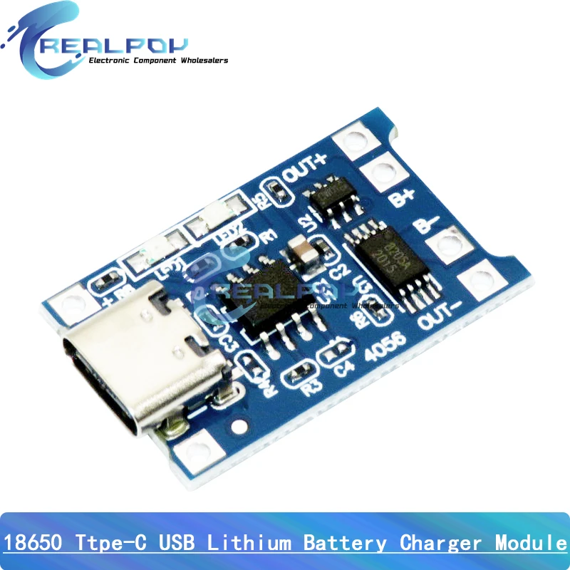 100pcs Type-C Micro Mini 5V 1A 18650 TP4056 Lithium Battery Charger Module Charging Board With Protection Dual Functions Li-ion