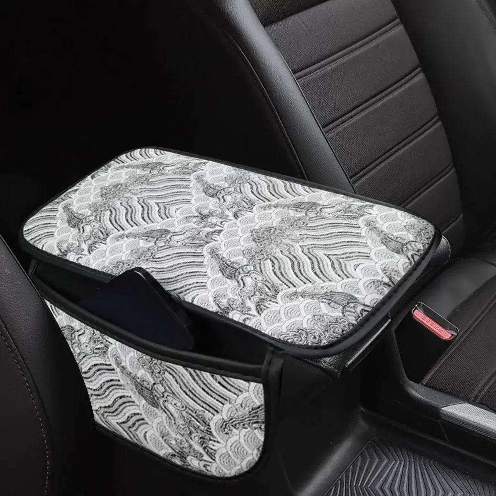 with Pocket Car Center Console Protector Cover Elbow Support Multifunctional Arm Rest Mat PU Leather Car Armrest Storage Pad