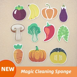 4Pcs Magic Cleaning Cloth Sponge Kitchen Dishwashing Sponge Cartoon Wood Pulp Cotton Washing Tool Cute Wipe Cloth Scouring Pad