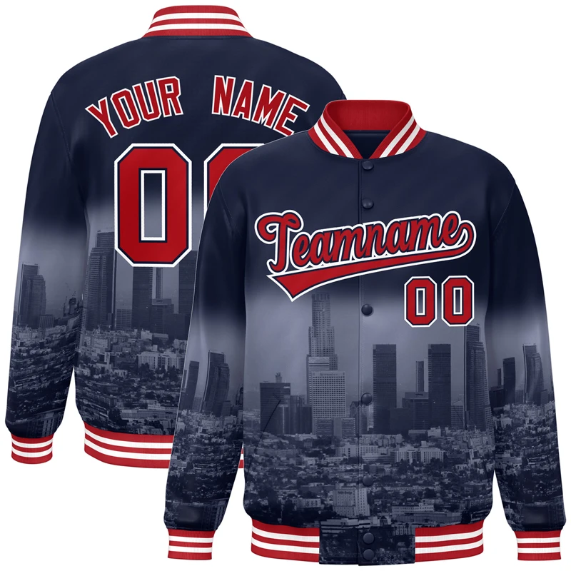 Custom Embroidery Black Denver City Connect Track Varsity Full-Snap Jacket Creatively Personalized Name Number Streetwear Coats