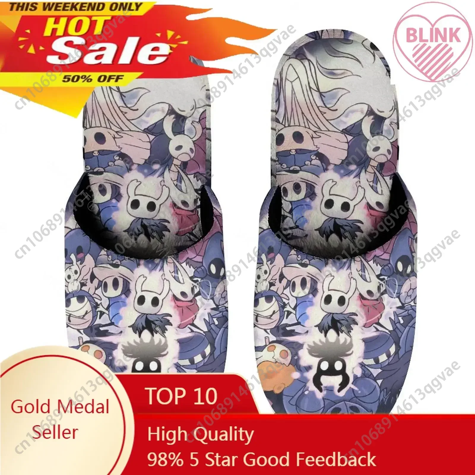 

Hollow Knight Video Games Warm Cotton Slippers for Men Women Thick Soft Soled Non-Slip Fluffy Shoes Indoor House Custom Slippers