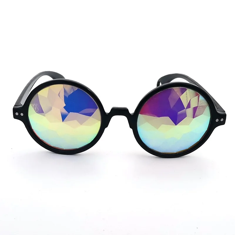 

Black frame with gold prism refraction rave glass lens