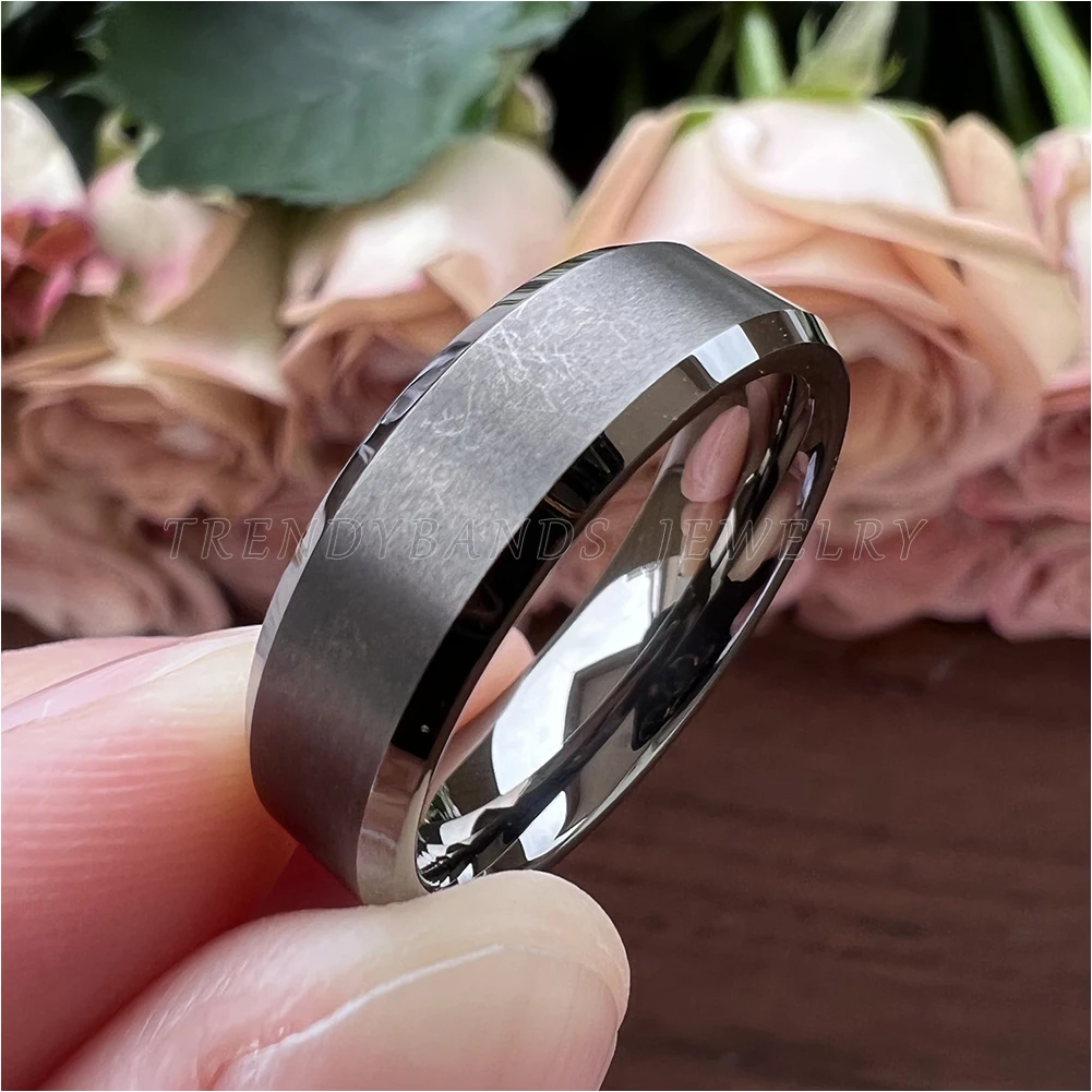 6mm 8mm Gunmetal Tungsten Finger Wedding Ring Engagement Band for Men Women Fashion Jewelry Comfort Fit