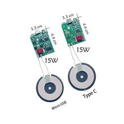 15W Type-C Micro USB Wireless Charger Transmitter Module PCB Coil Circuit Board QC/PD/QI Standard Fast Charging for iPhone