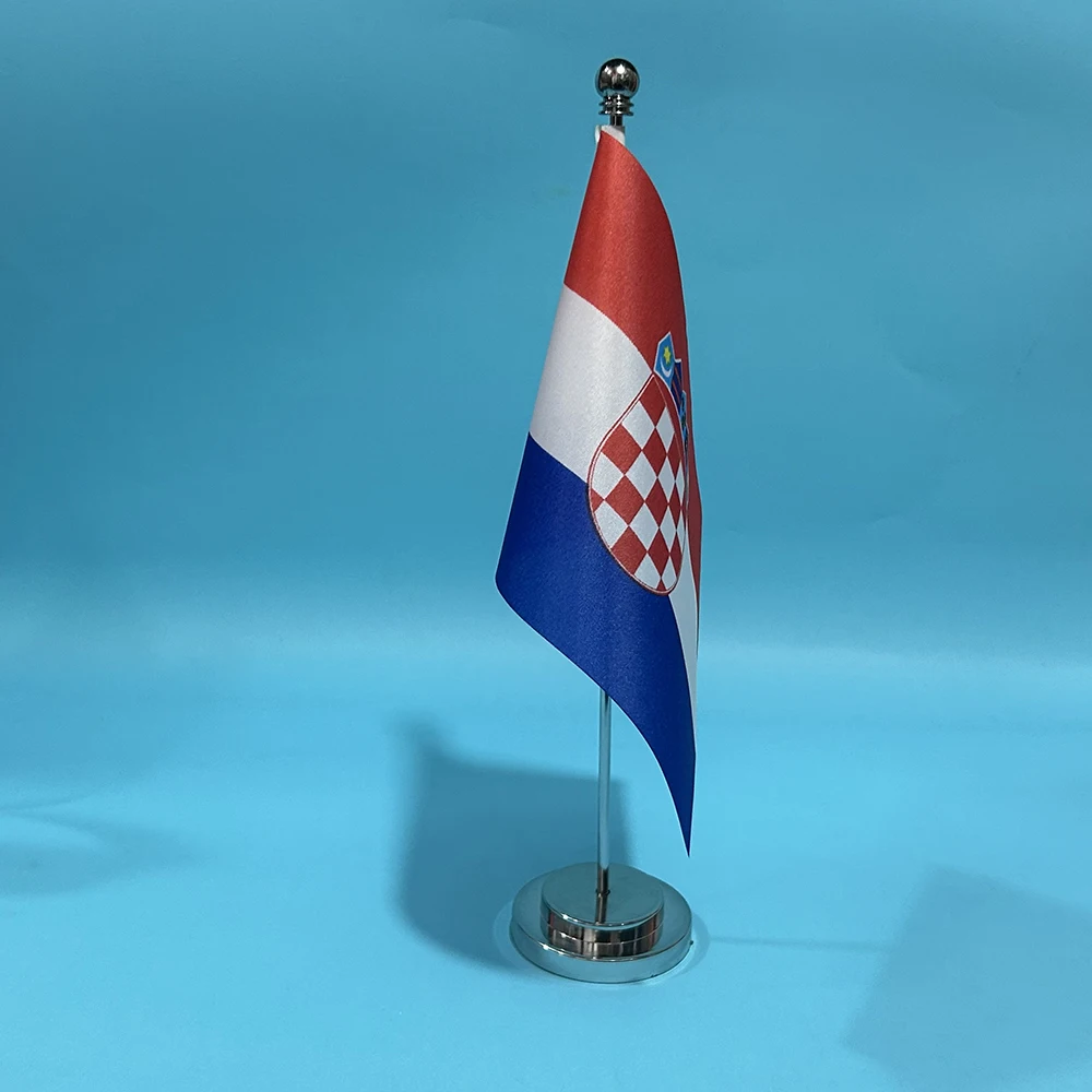 (SKY FLAG) Office Desk SMALL Flag Of Croatia Flag 14x21cm Croatia Table Flag HR National Flag Country Banner Desk Ornaments Flag