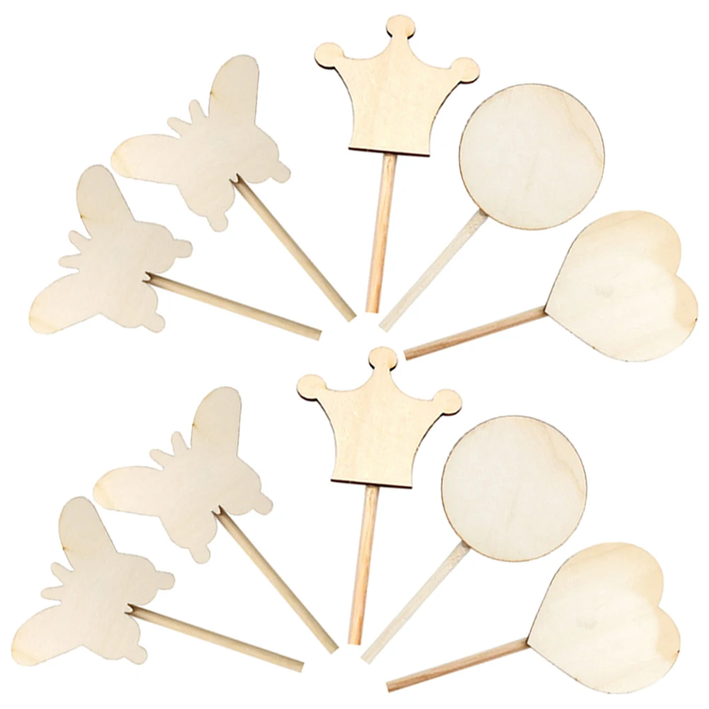 

10 Pcs Fairy Party Wooden Wands Unfinished Graffiti Stick Beige Hand Painting