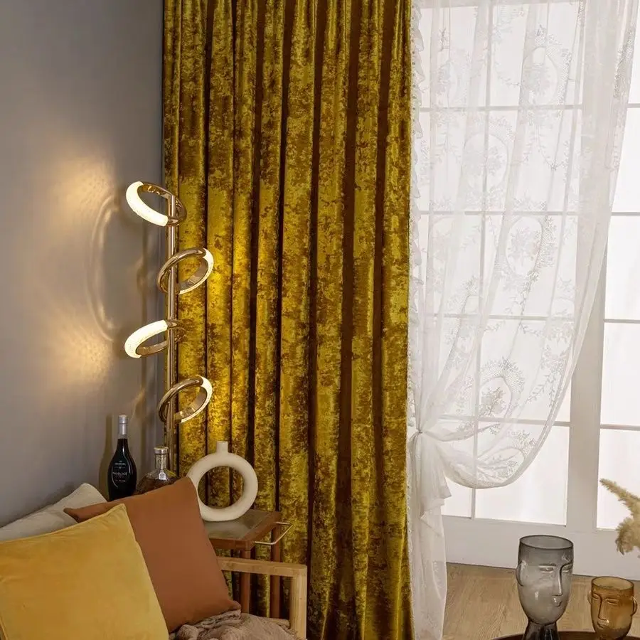 

Retro Caramel Amber Ice Floss Velvet Curtains Blackout Curtains for Living Room Bedroom Dining Custom Size Luxury Drapes Decor