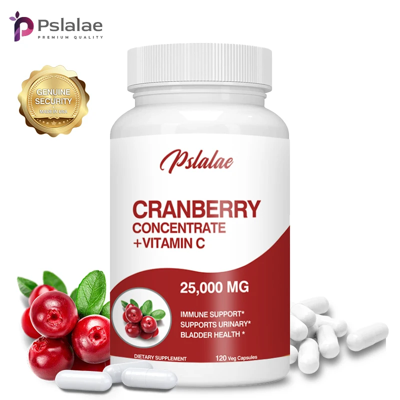 Natural Organic Cranberry Extract (25,000 Mg) (120 Capsules) Prostate Support with Vitamin C and Vitamin E To Aid Urination