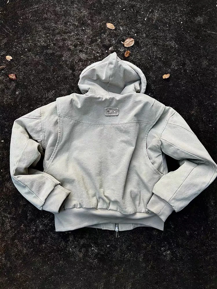 

Мужское зимнее теплое хлопковое пальто с капюшоном American Sle Thiened Fce на подкладке, украшение на молнии, повседневное кожаное пальто