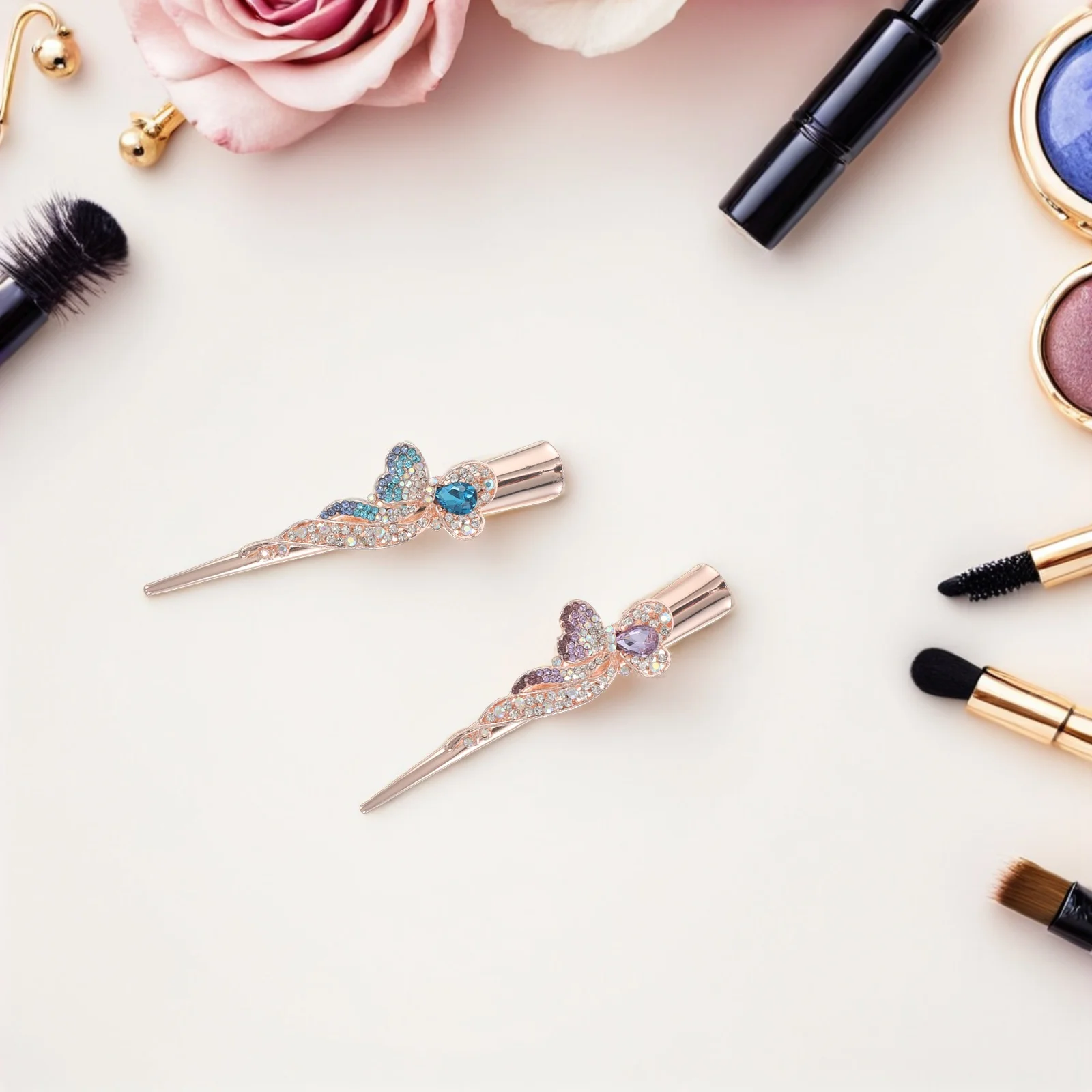 

2 шт., винтажные заколки для волос в виде утконоса со стразами, большая заколка из сплава с кристаллами, элегантный стиль для свадебных вечеринок, повседневной носки