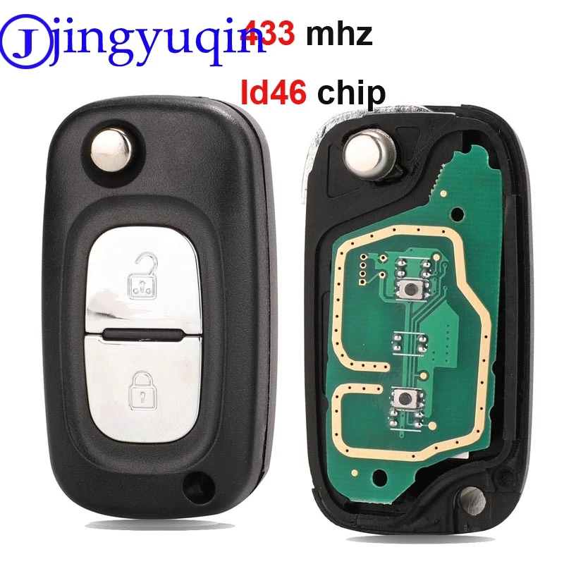 

jingyuqin FSK ID46 433MHZ Remote Car Key Case Shell Cover For Renault Clio 3 Megane 3 Kangoo Modus Folding Flid