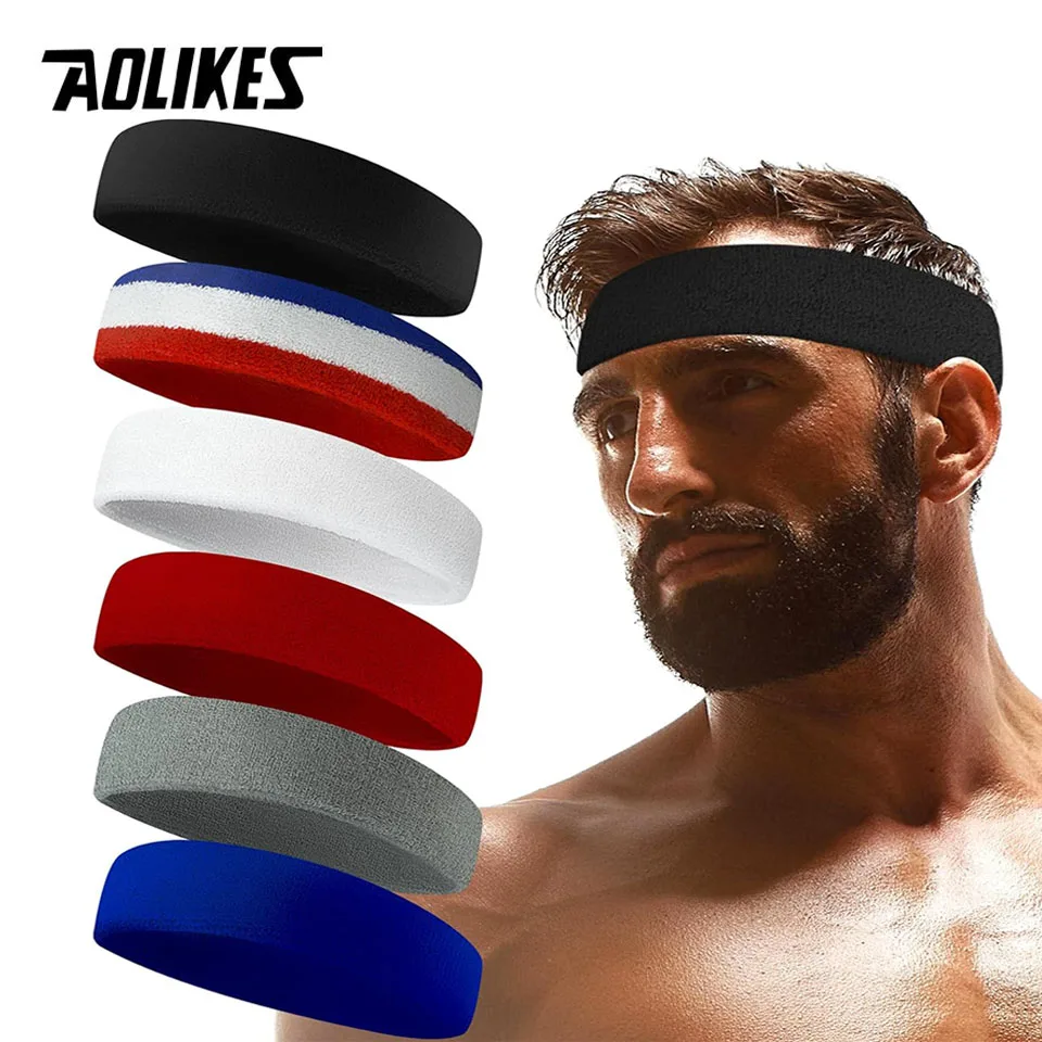 

AOLIKES 1PCS Sweatbands Sports Headband - Terry Cloth Moisture-Wicking Sports Towel Headband for Tennis,Basketball,Running,Gym
