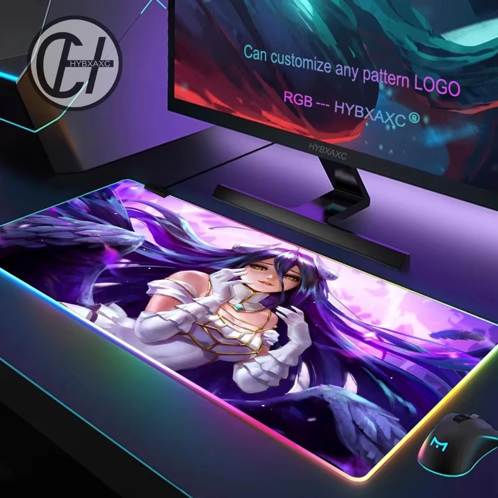 Albedo Overlord Mouse Pad RGB Gaming Mouse Pad Desk Mat HD Gamer Large LED Light XXL MousePads PC Computer Carpet