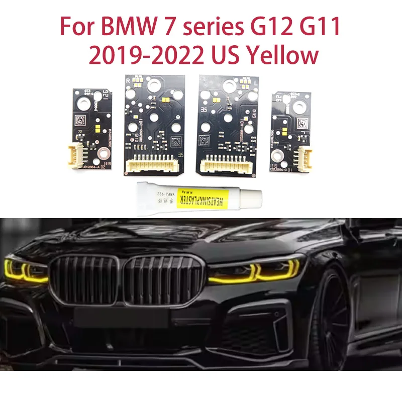 

1 пара для BMW 7 серии G12 G11 2019-2022, американская версия, лимонно-желтая автомобильная грыжа, чип DRL, ангельские глазки, чип балласта для фар автомобиля