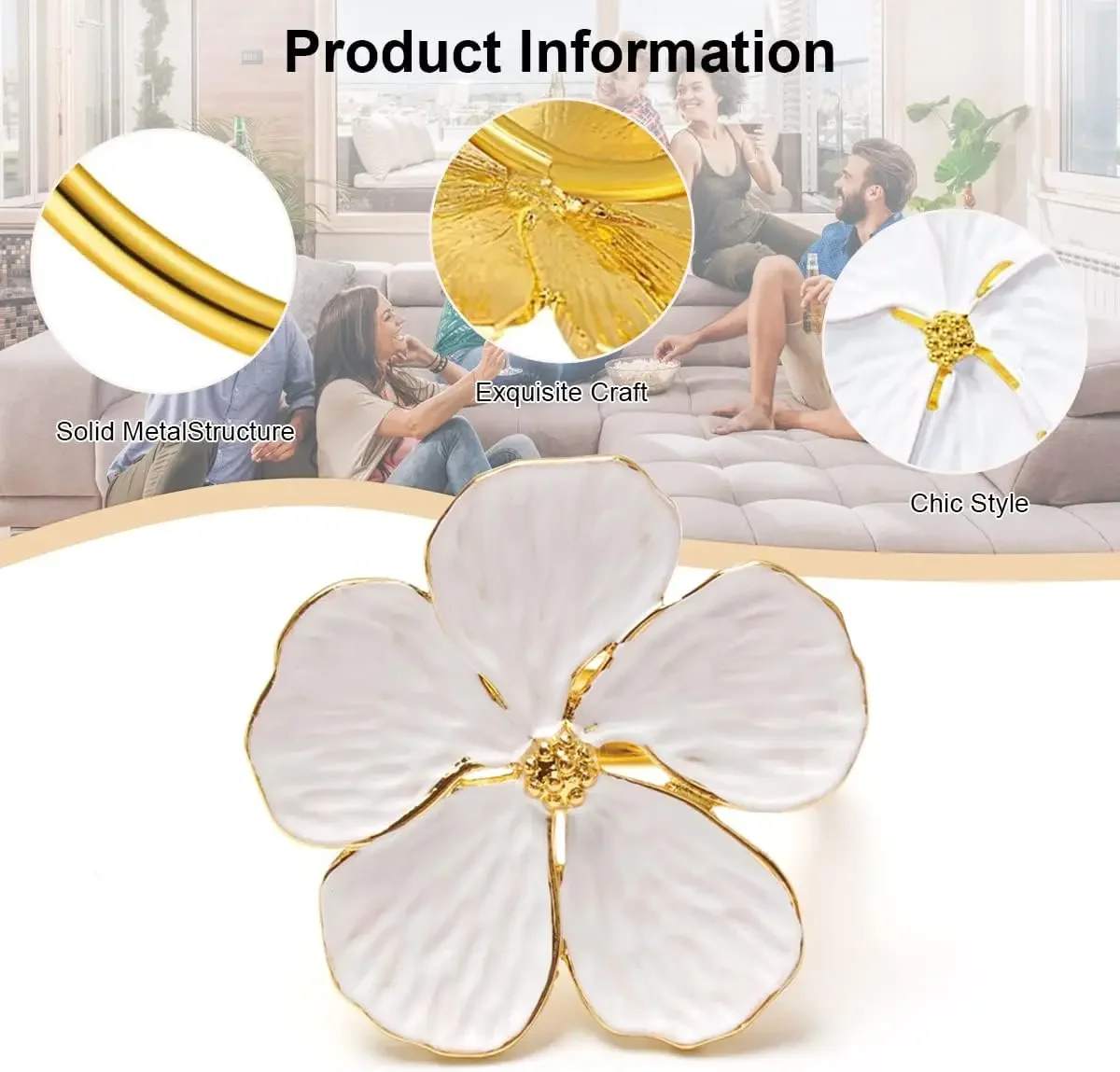 96PCS Bloom Napkin Ring Flower Types Decoration Napkin Holder Plum Blossom Napkin Buckle for Hotel Parties Feast Dining Table