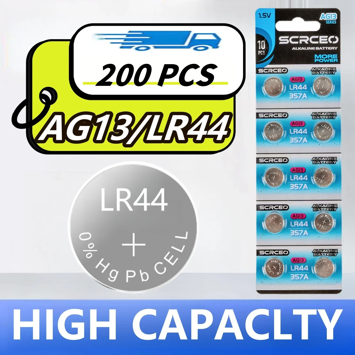 

40-200PCS AG13 SR44 1.55V LR44 Alkaline Battery A76 357 357A LR1154 For Watch Calculator Car Key Remote Clock Button Coin Cell