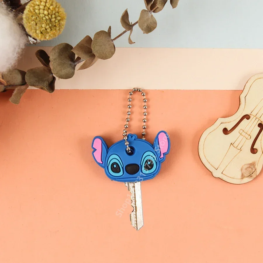 Disney Anime Lilo & Stitch Key Cover Kawaii Cartoon Key Chain Pendant Women Key Holder Female Key Ring Toy Accessories Gift