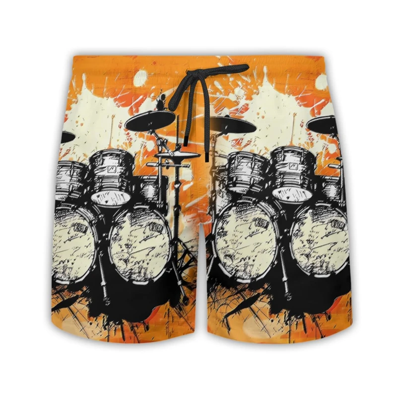 

Drum Lover Short Pants For Men Clothes Musical Instrument Hawaii Mens Swim Short Beach Shorts Hip Hop Band Trunks Male Bermudas