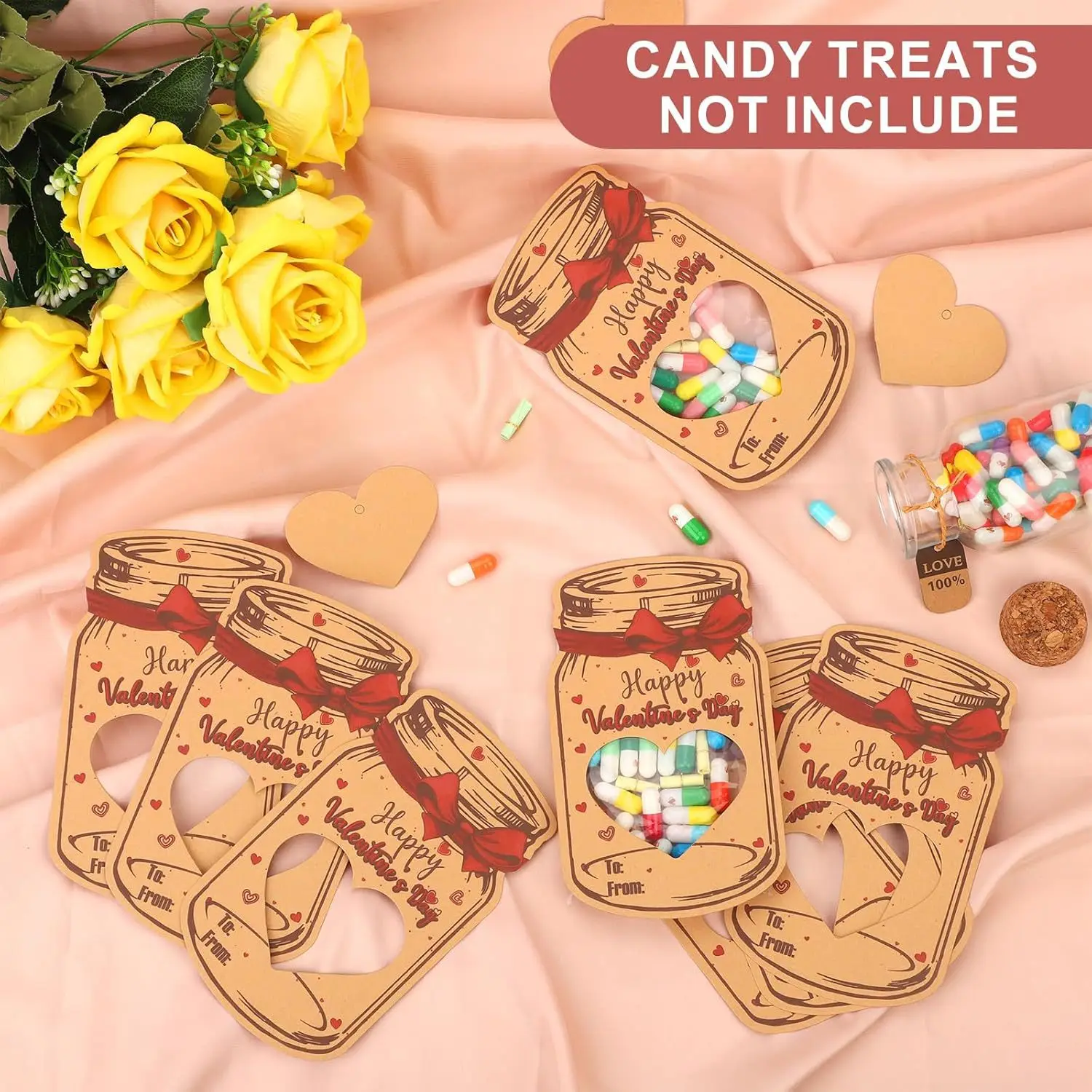 6/12/24pcs Valentine's Day Bottle Shaped Candy Bag Chocolate Greeting Card Wedding Party DIY Chocolate Cookie Packaging Decor
