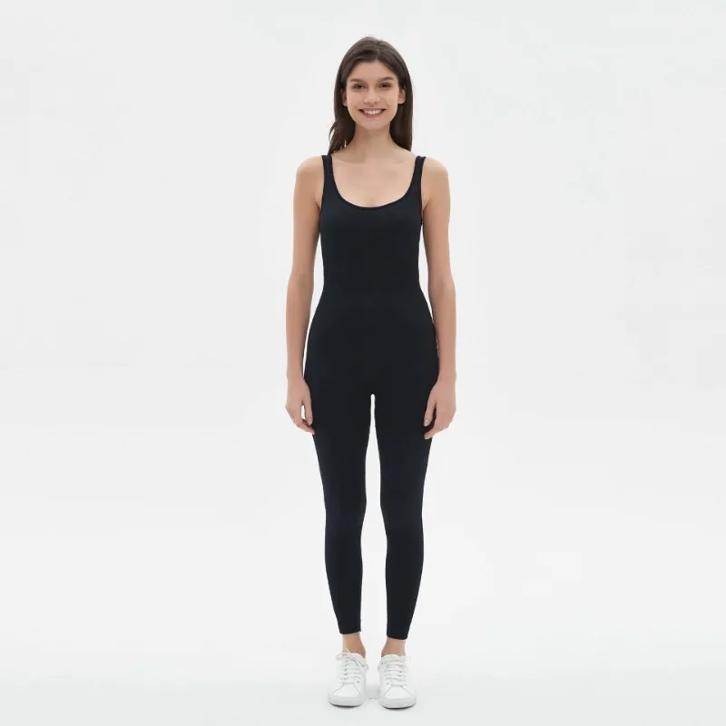 

Ribbed Knited Jumpsuit Pants Women Sleeveless Bodysuit Seamless Stretchy Gym Running Pilates Sexy Hip Liftting Solid Jumpsuit