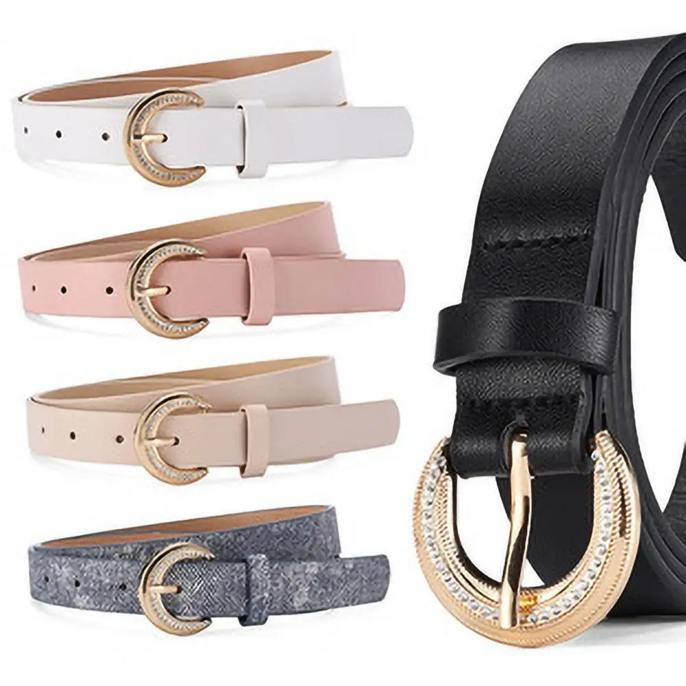 

Women Fashion Belt Versatile Women Belt Stylish Women's Faux Leather Belt with Carved Buckle Adjustable Length Multi for Jeans