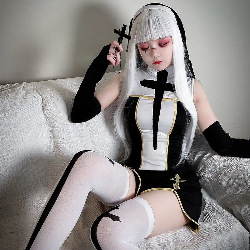 

Сексуальный костюм монахини на Хэллоуин для взрослых, карнавальный костюм для косплея, женский традиционный этнический сценический костюм