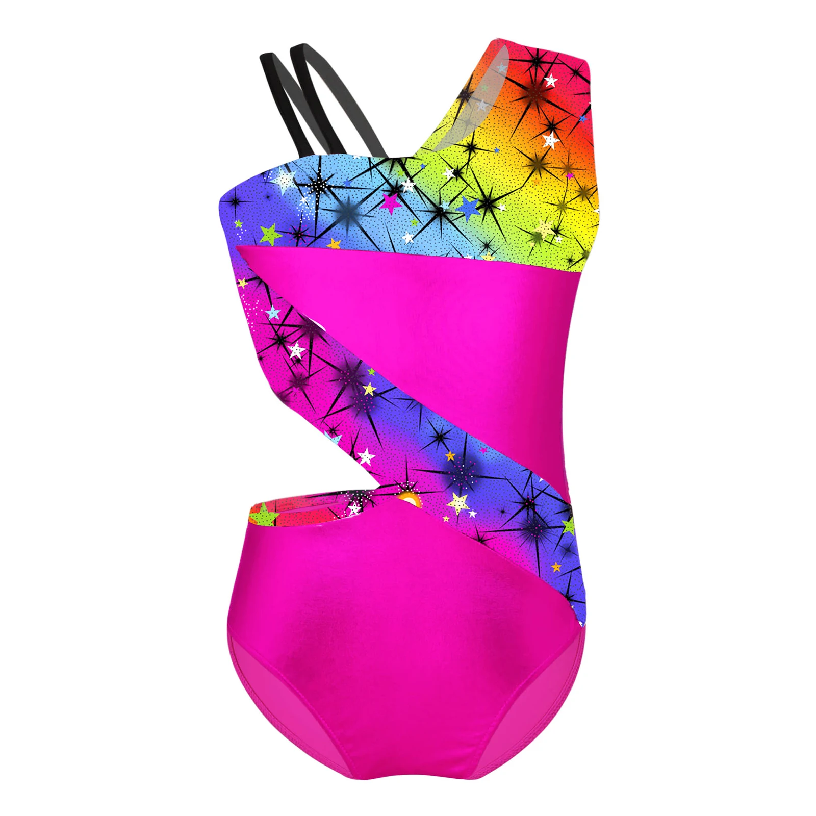 Girls Sleeveless Color Block Ballet Dance Costumes For Children Gymnastics Dancewear Kids Ballet Leotards Bodysuit Performance